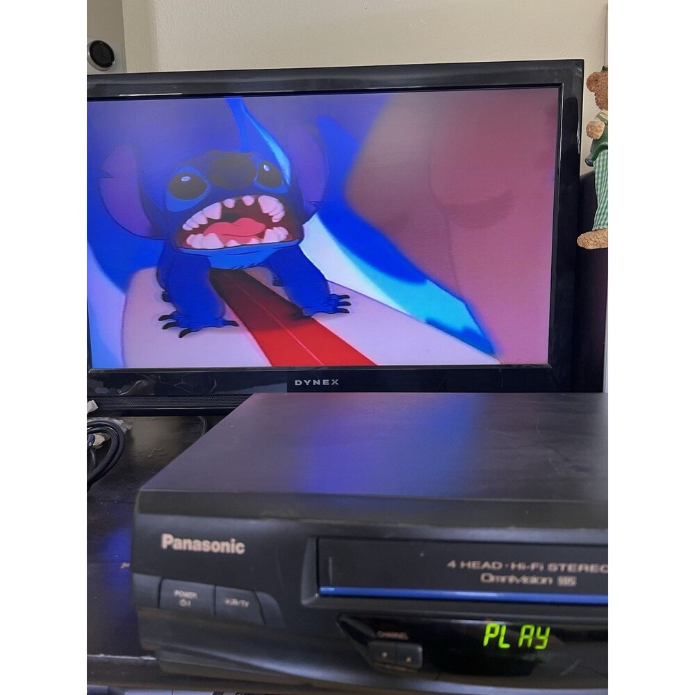 WORKS Panasonic PV-V4520 4 Head Hi-Fi VCR Player Recorder Blue Line Remote Cable